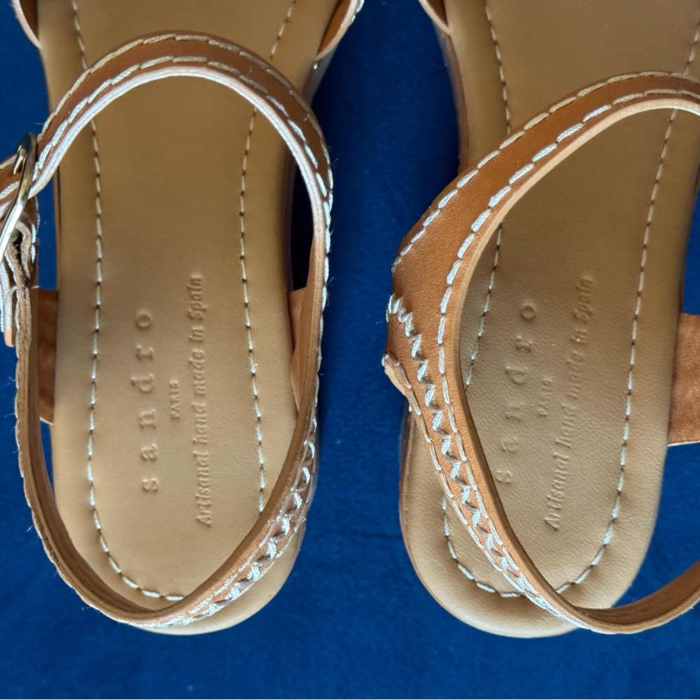 Sandro Paris Audrey Leather Platform Wood Heels View 5